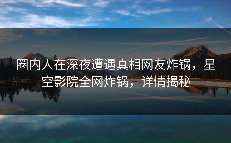 圈内人在深夜遭遇真相网友炸锅，星空影院全网炸锅，详情揭秘