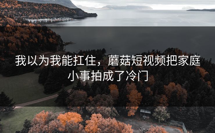 我以为我能扛住，蘑菇短视频把家庭小事拍成了冷门
